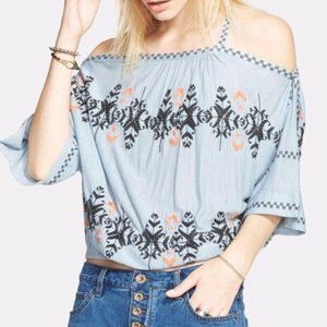 COPY - NWT Free People New World Dusty Aqua Peasant Top M